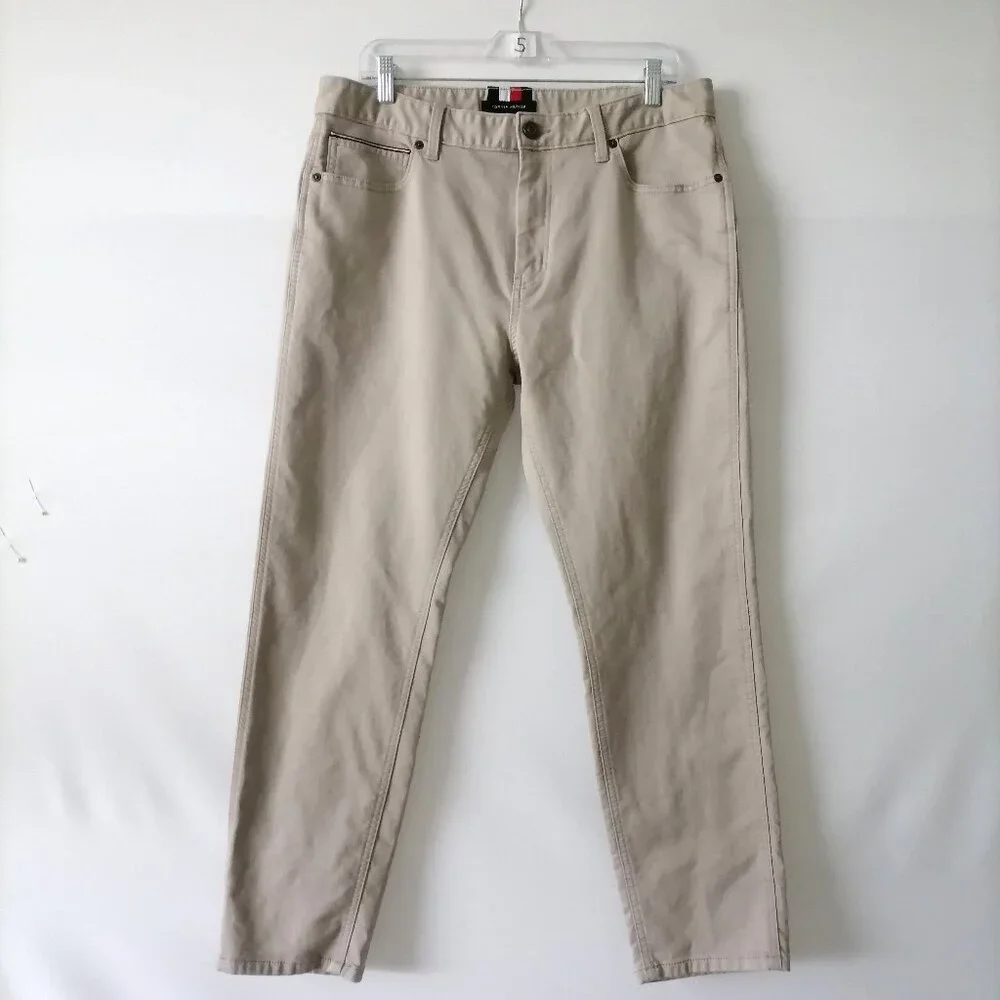 Tommy Hilfiger Mens Tan Beige Mid Rise Straight Leg Ankle Jeans Size 36X30